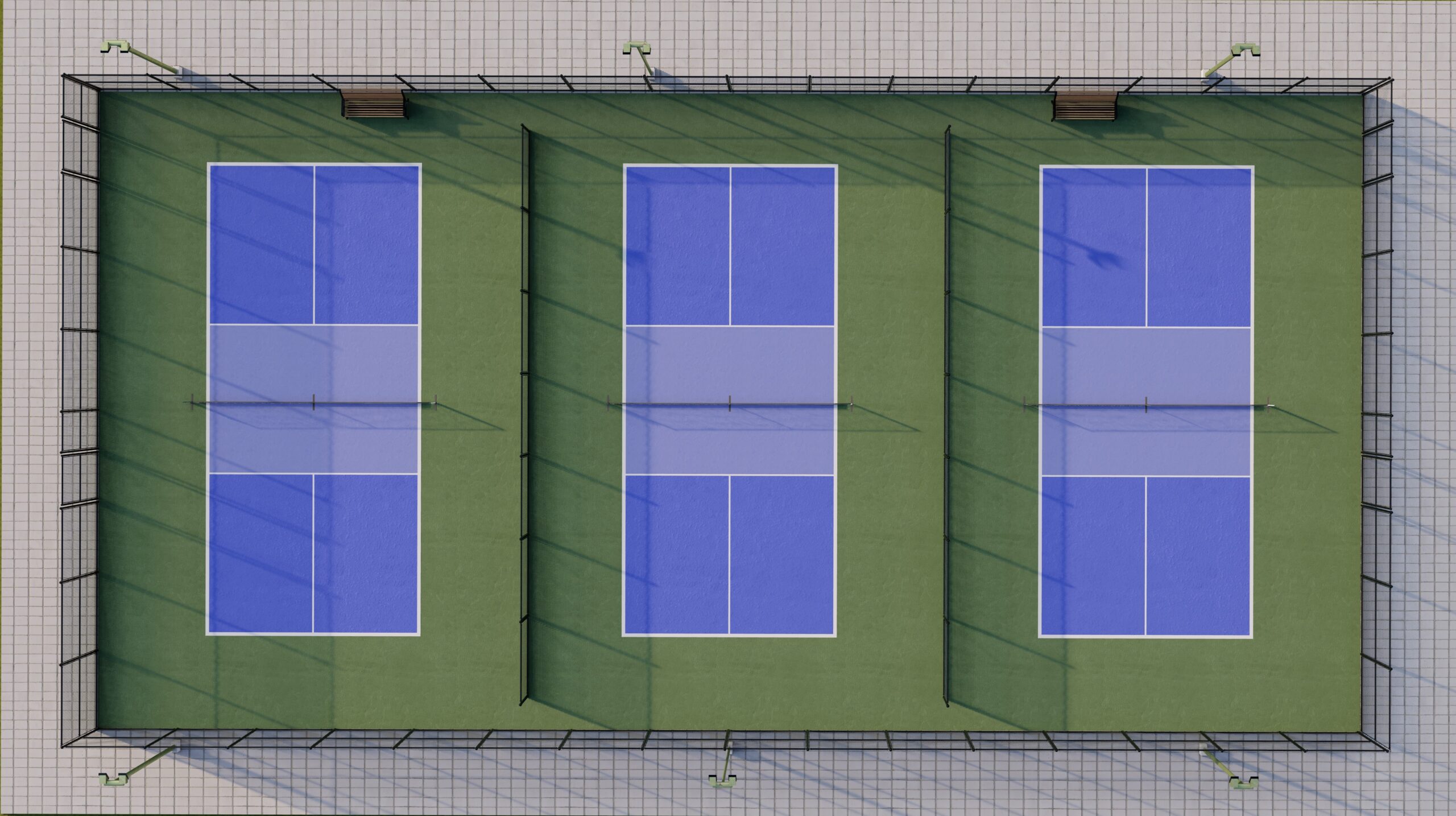 1 tennis courts converted to 3 pickleball courts