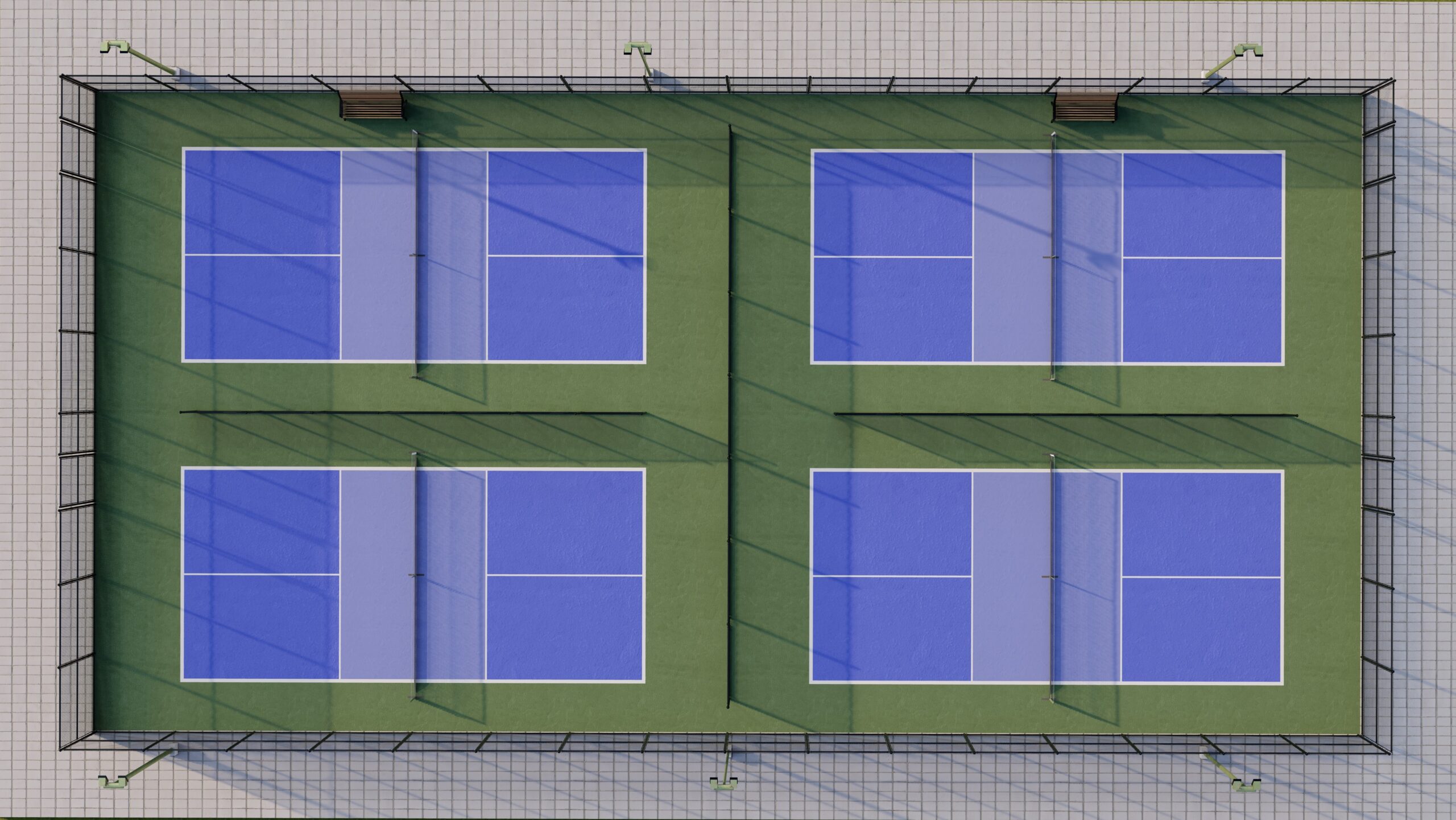 1 tennis courts converted to 4 pickleball courts