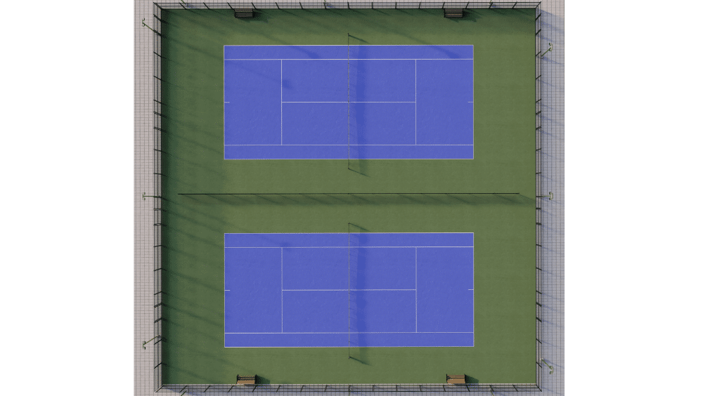 2 tennis courts