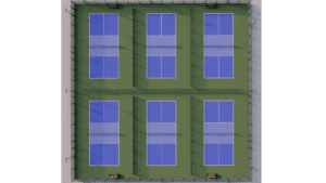 two tennis court to six pickleball court converion layout