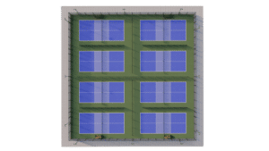 2 tennis courts to 8 pickleball courts conversions layout