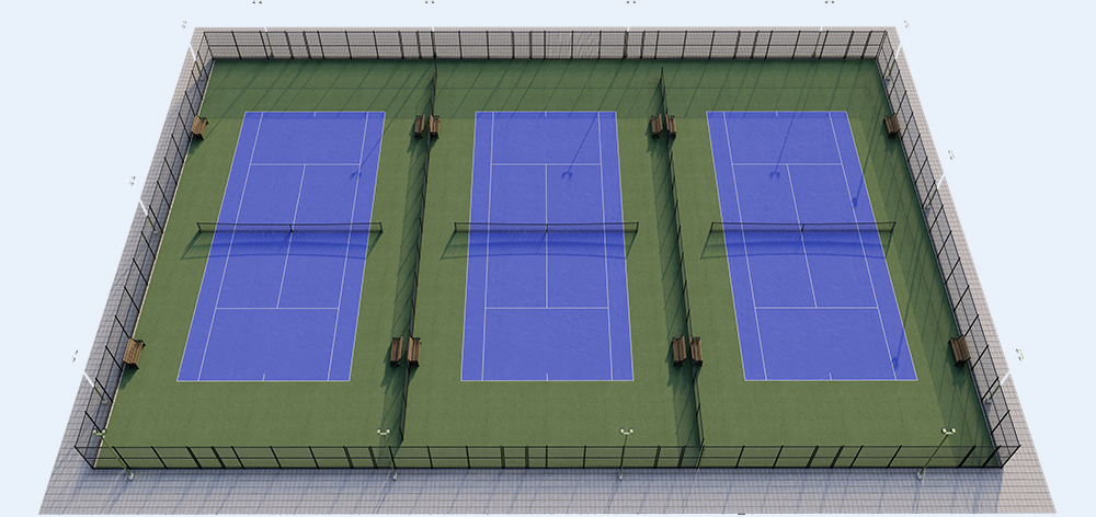 three-court pickleball park layout
