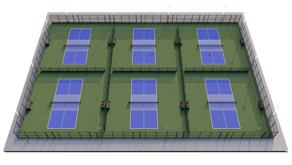 6 pickleball courts layout