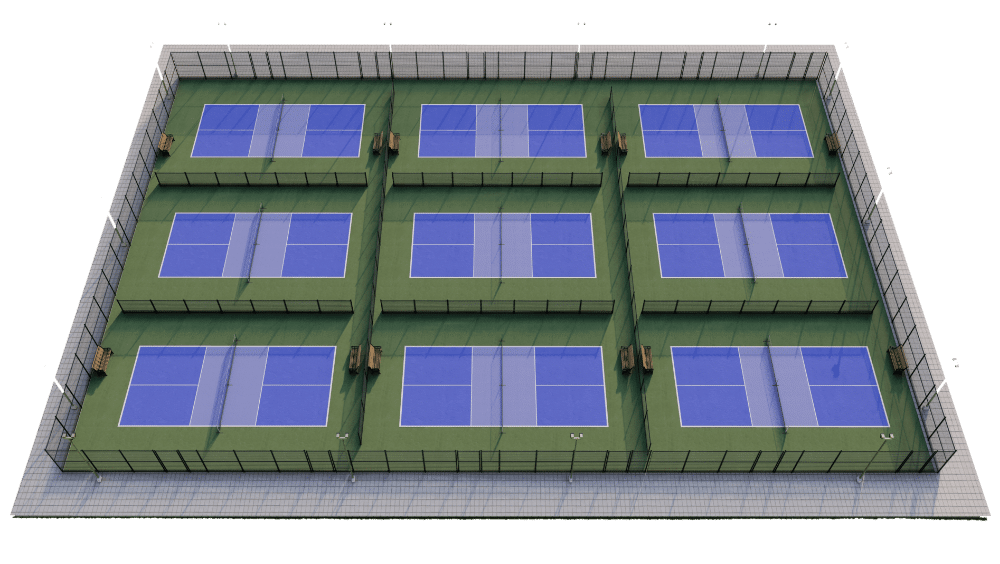 9 pickleball courts layout