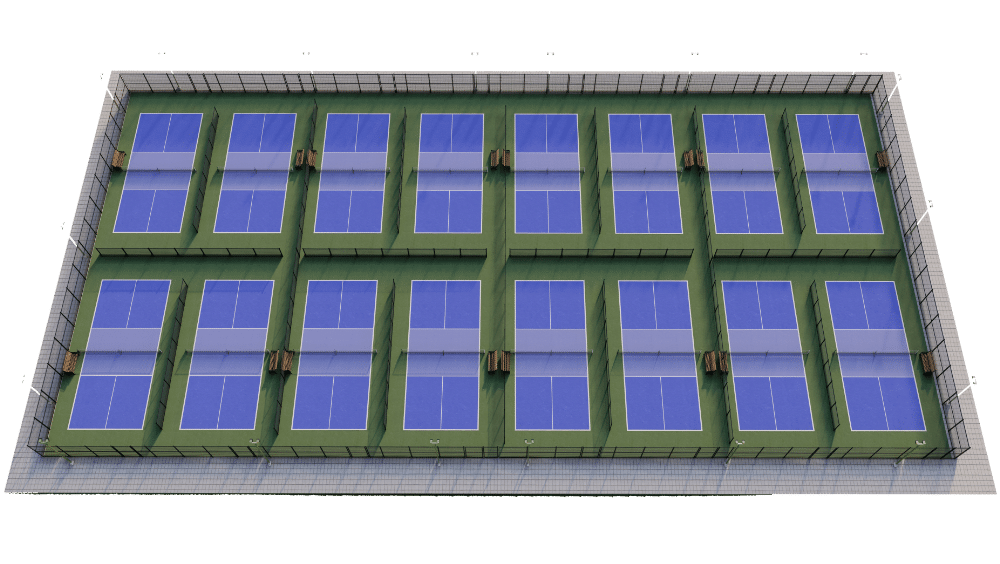 16 pickleball courts layout