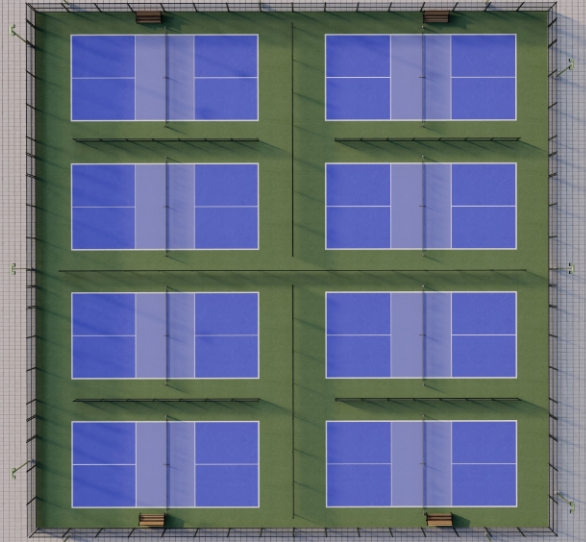 8-court pickleball court layout