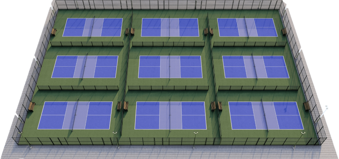 9-court pickleball court layout