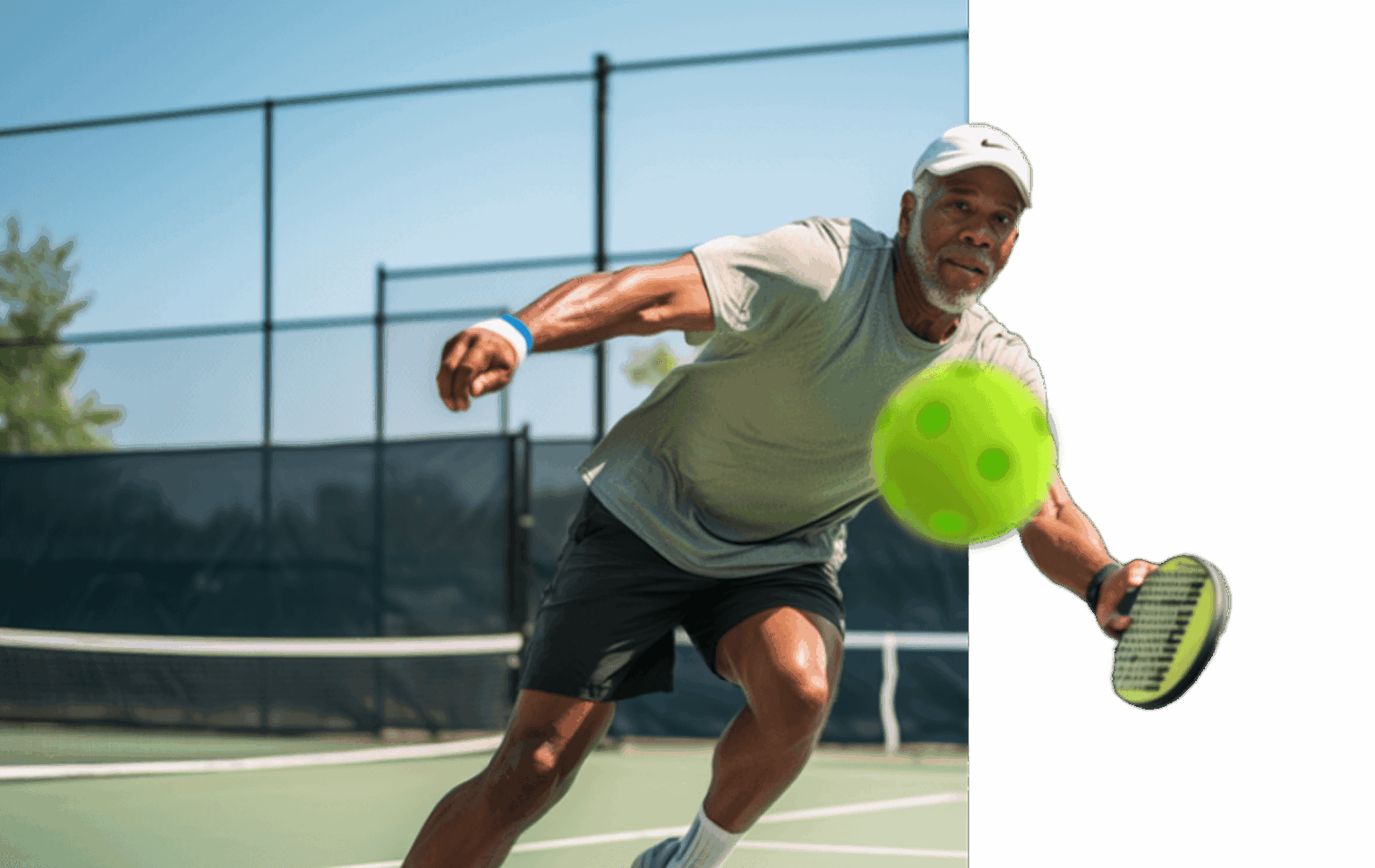 pickleball player making a play