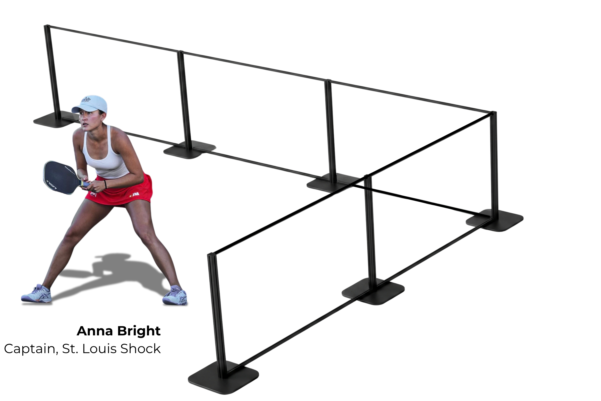Anna Bright with a PICKLETILE court divider system
