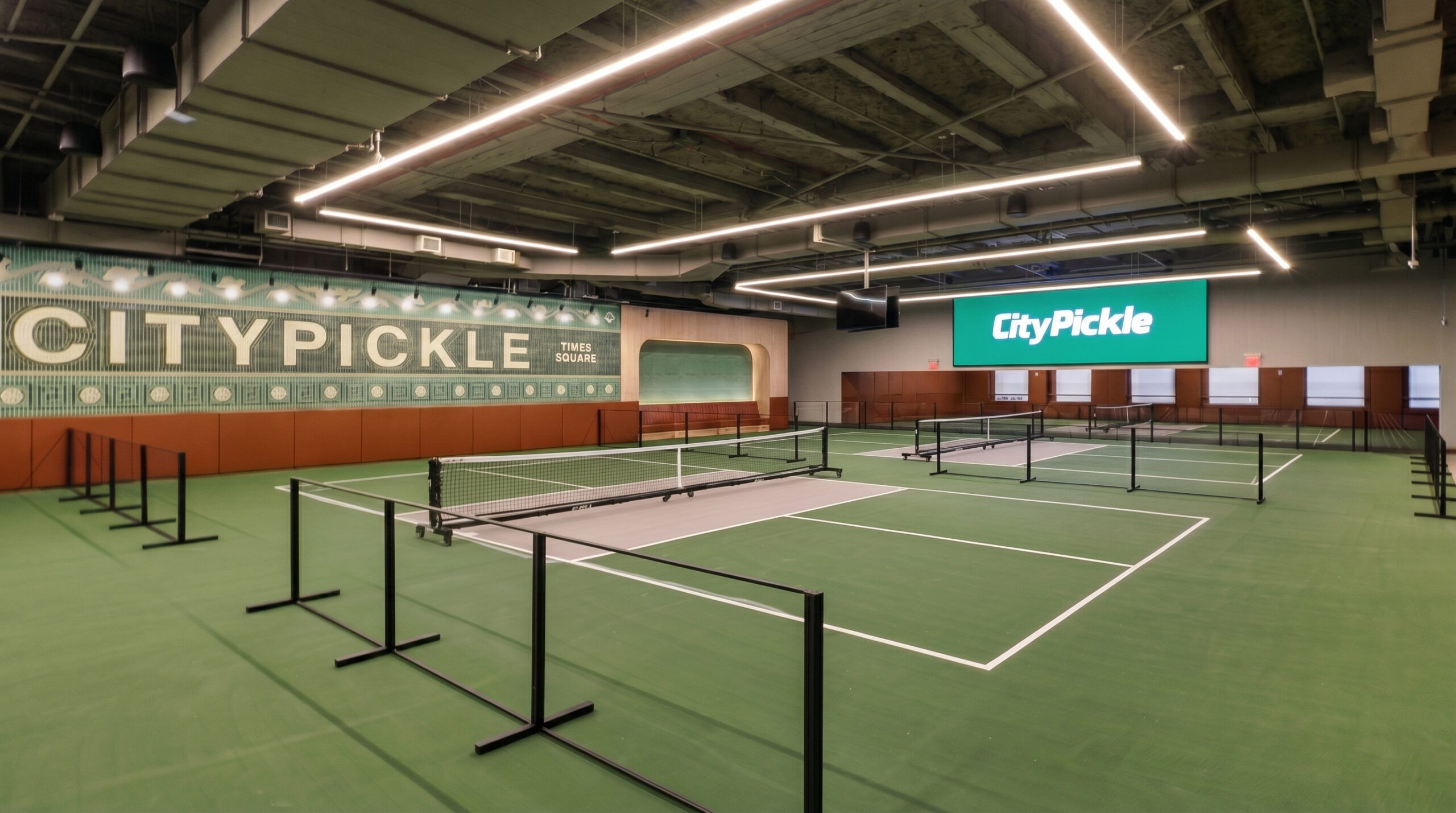 Indoor racquet club pickleball courts